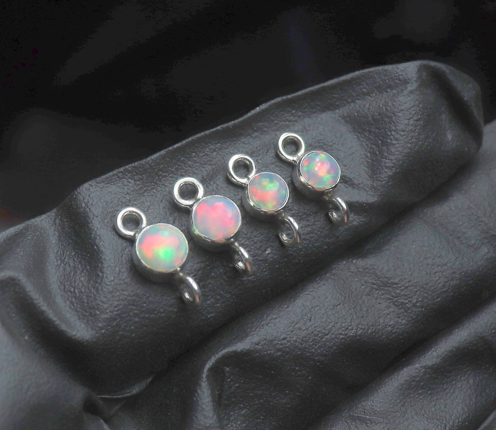 sterling silver fire opal connector for bracelet making jewelry links with opal