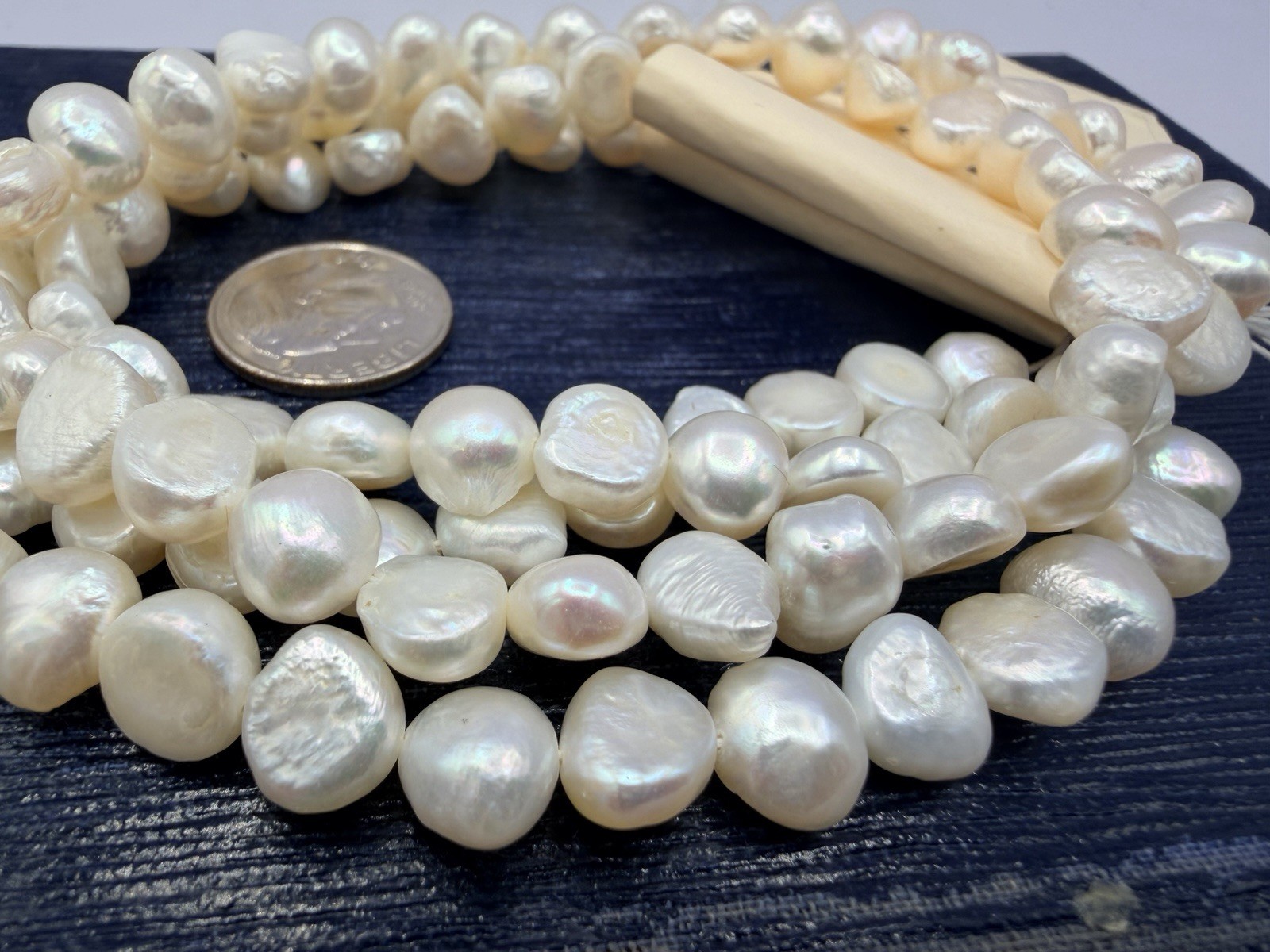 2 Strands White Baroque Pearls Appx 8mm Freshwater Nuggets 16” Jewelry Artisan