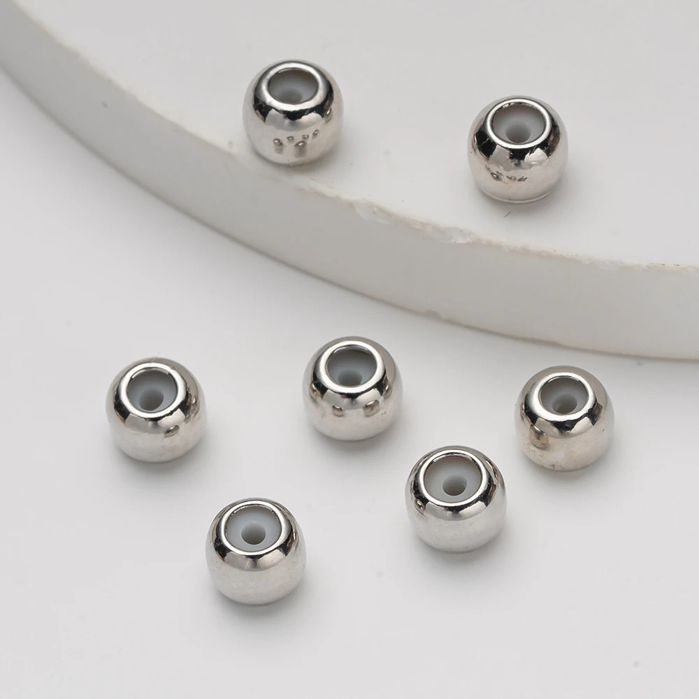 20Pcs 3/4/5/6Mm 18K Gold Stopper Silicone Slider Brass Beads Adjustable Position