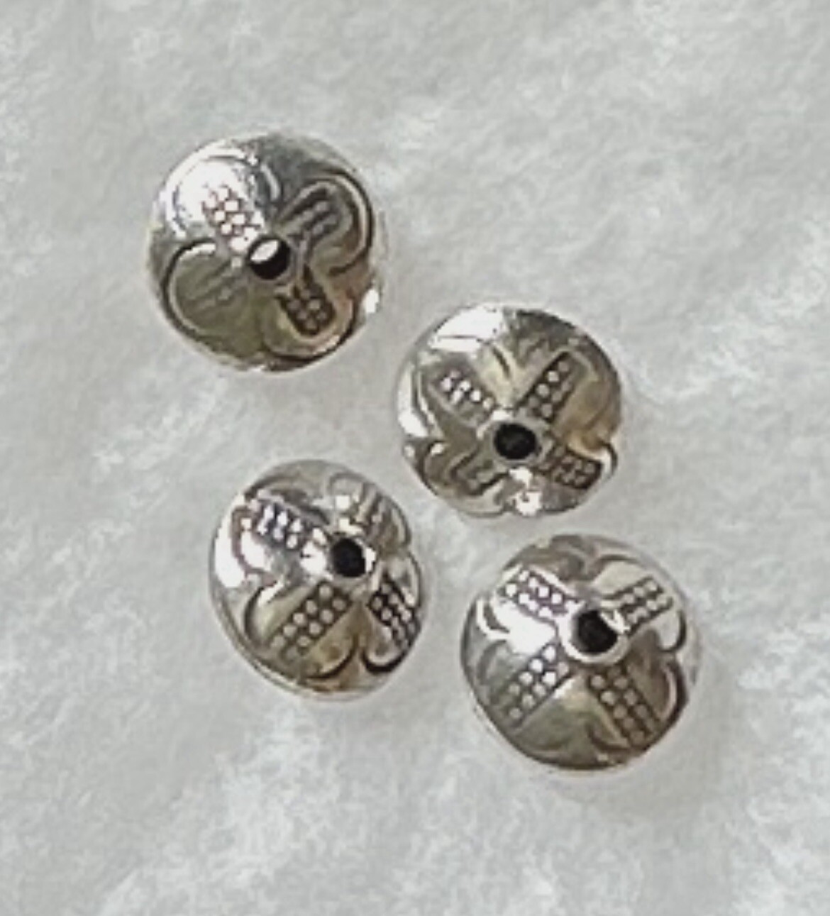4 Hill Tribe Silver Beads From Thailand Approx 7 X 11 mm