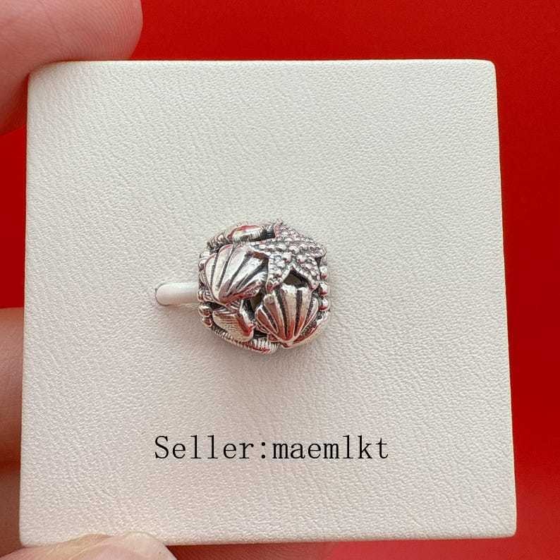 925 sterling silver Openwork Starfish, Shells & Hearts Charm,798950c00