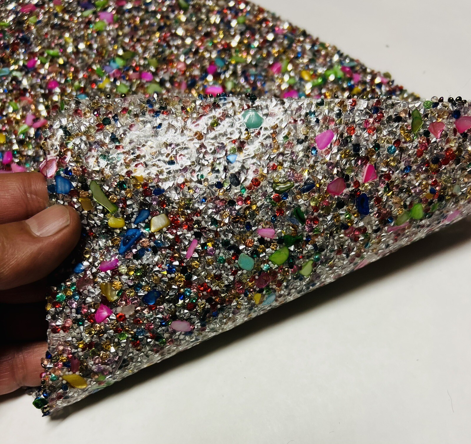 Crystal Hot Fix Iron on Fuchsia , Purple Red Green Rhinestone Mesh Heat Transfer