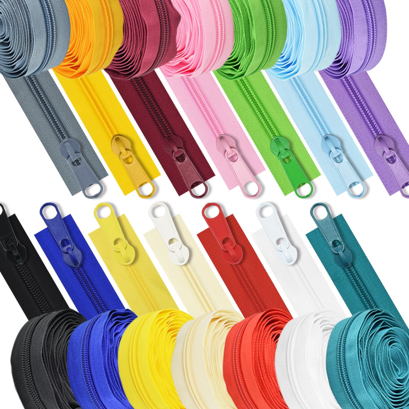 Renashed 42 Yards 14Pcs #5 Sewing Zippers by The Yard Bulk Nylon Coil Assorte…