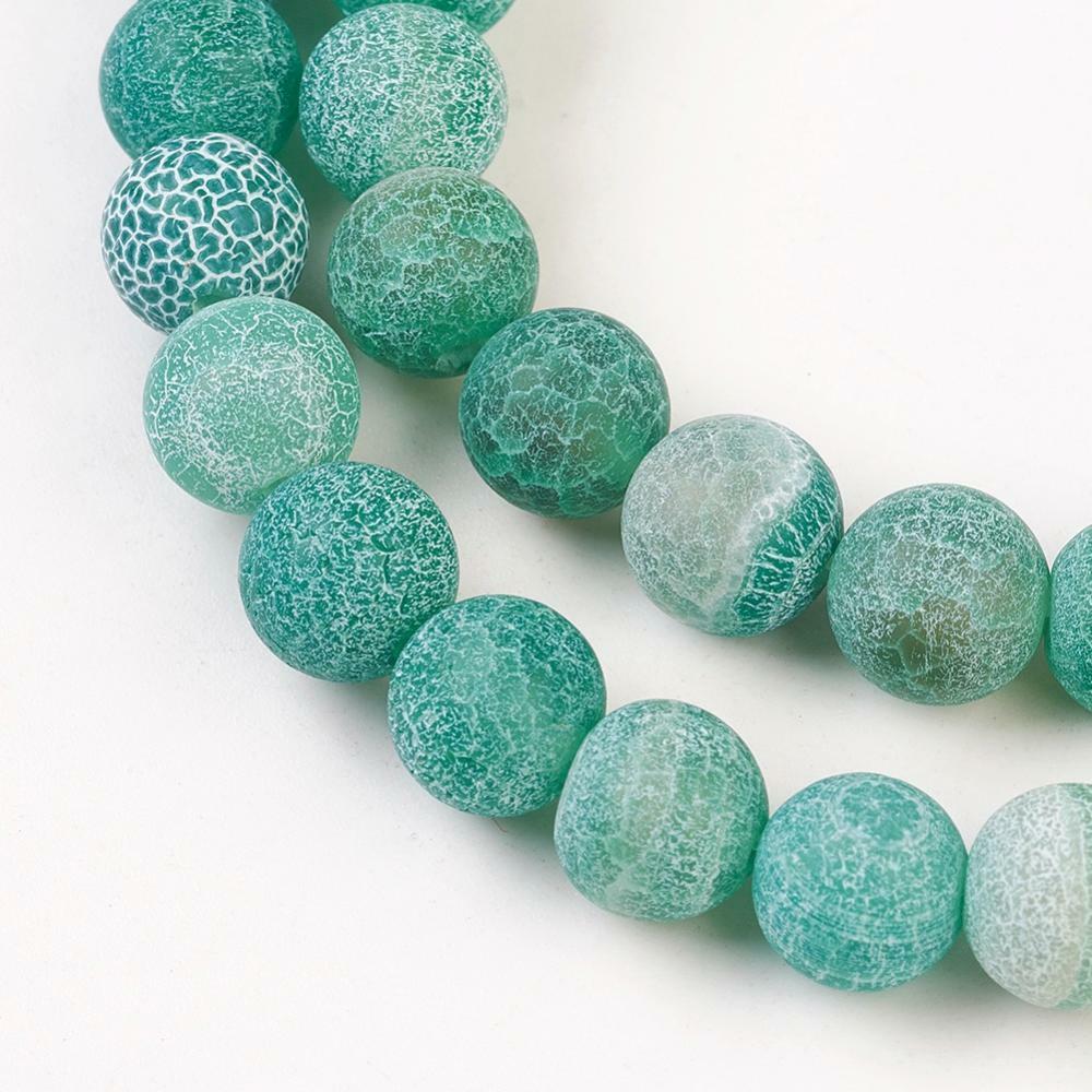10 Dragon Vein Agate Gemstone Beads Striped Green Frosted Jewelry Supplies 8mm