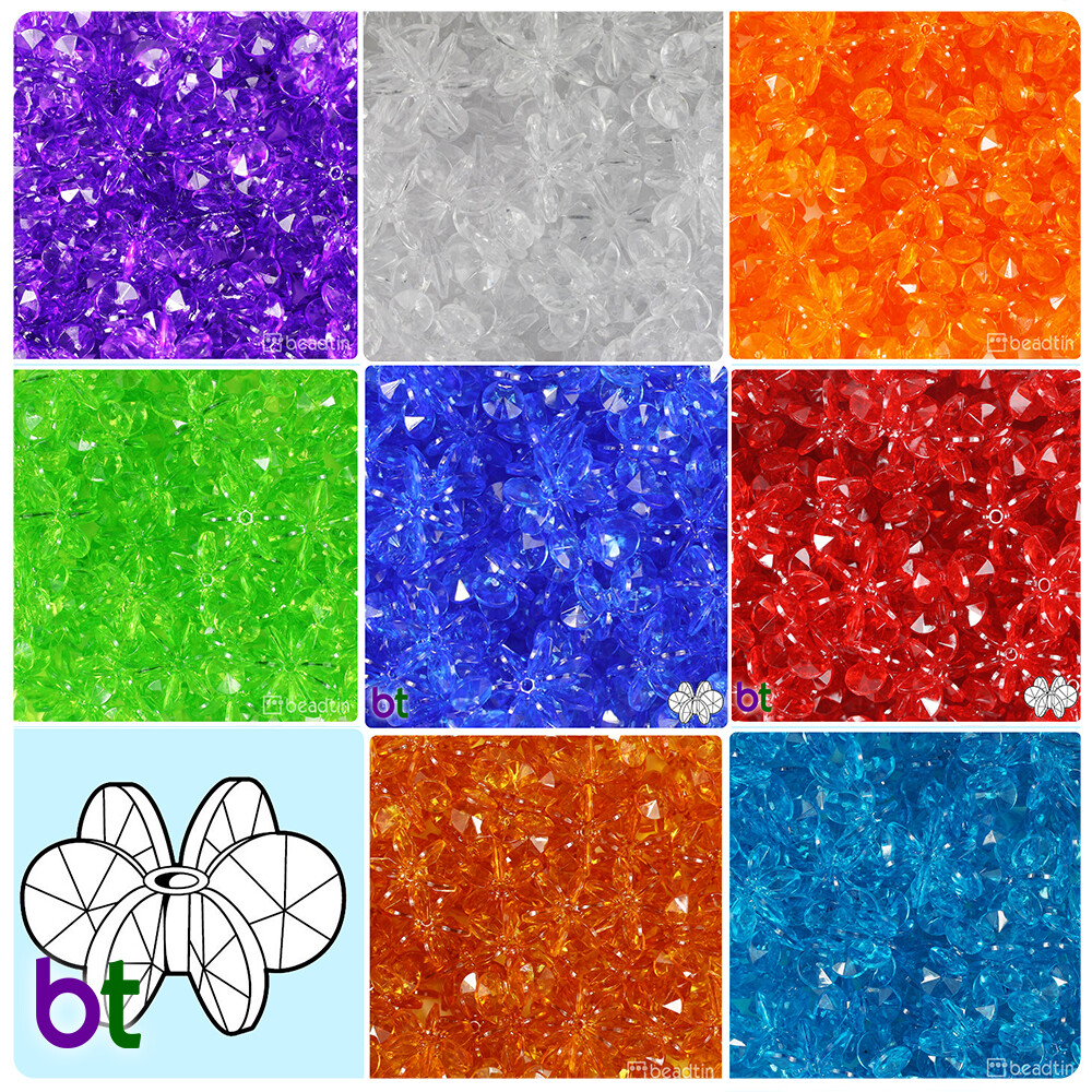 BeadTin Transparent 25mm SunBurst Plastic Craft Beads (80pcs) – Color choice
