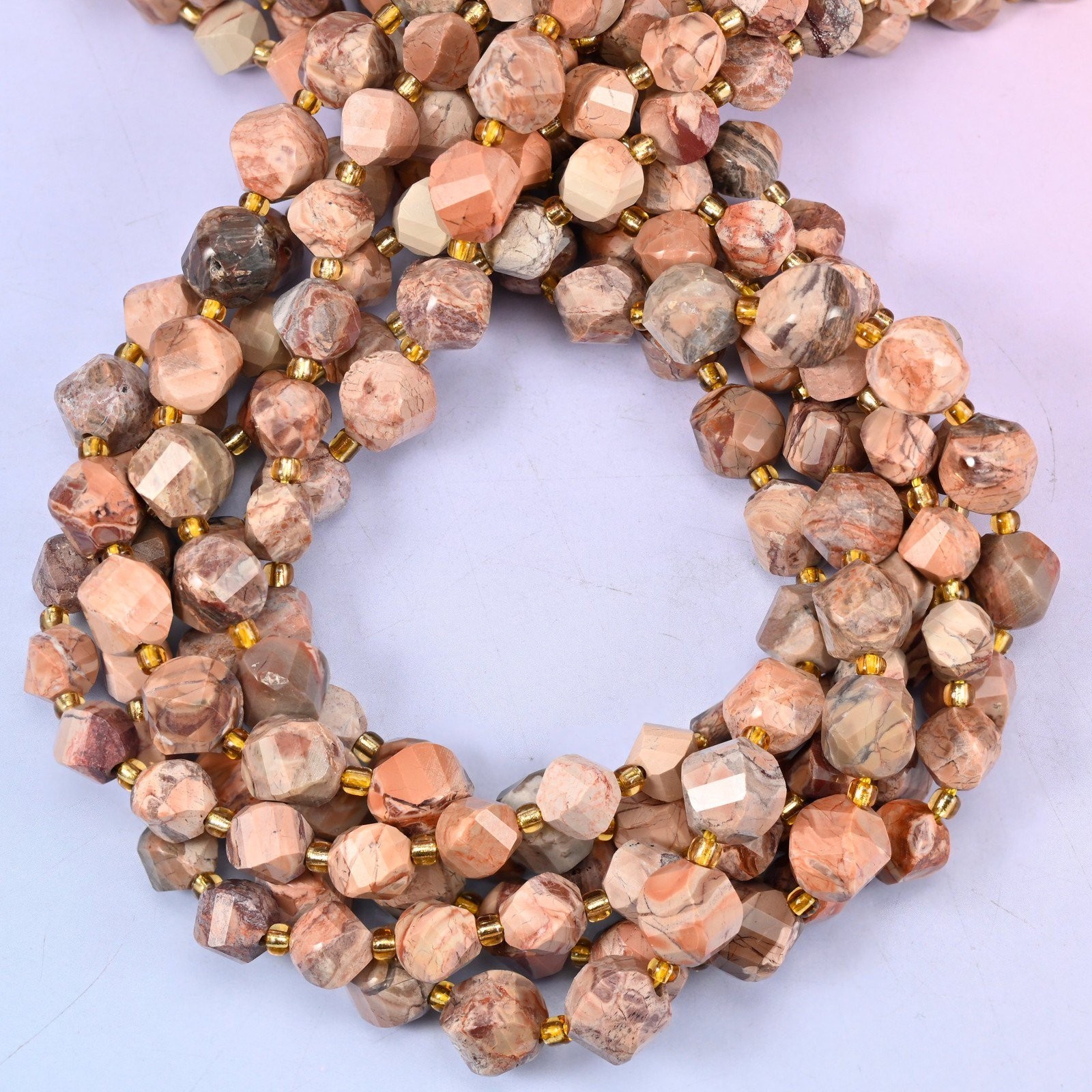 Red Howlite Faceted Spiral Twist Beads: Size 8mm 10mm, Jewelry Making