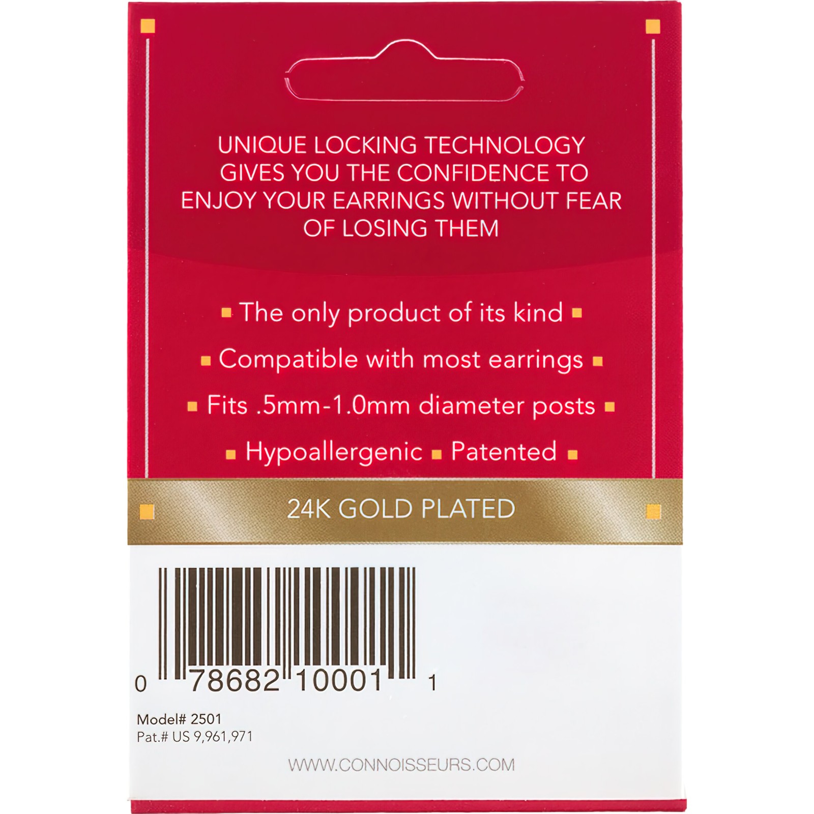 2 Pairs of 24k Yellow Gold Plated Connoisseurs Locking Earring Backs