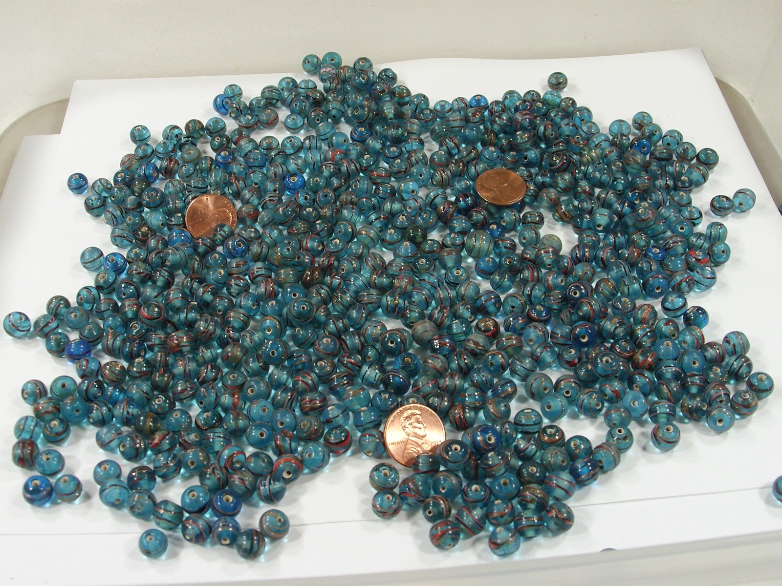 2 Pounds 8mm Round Blue India Handmade Glass Beads Wholesale Bulk (OLC-1) ⭐