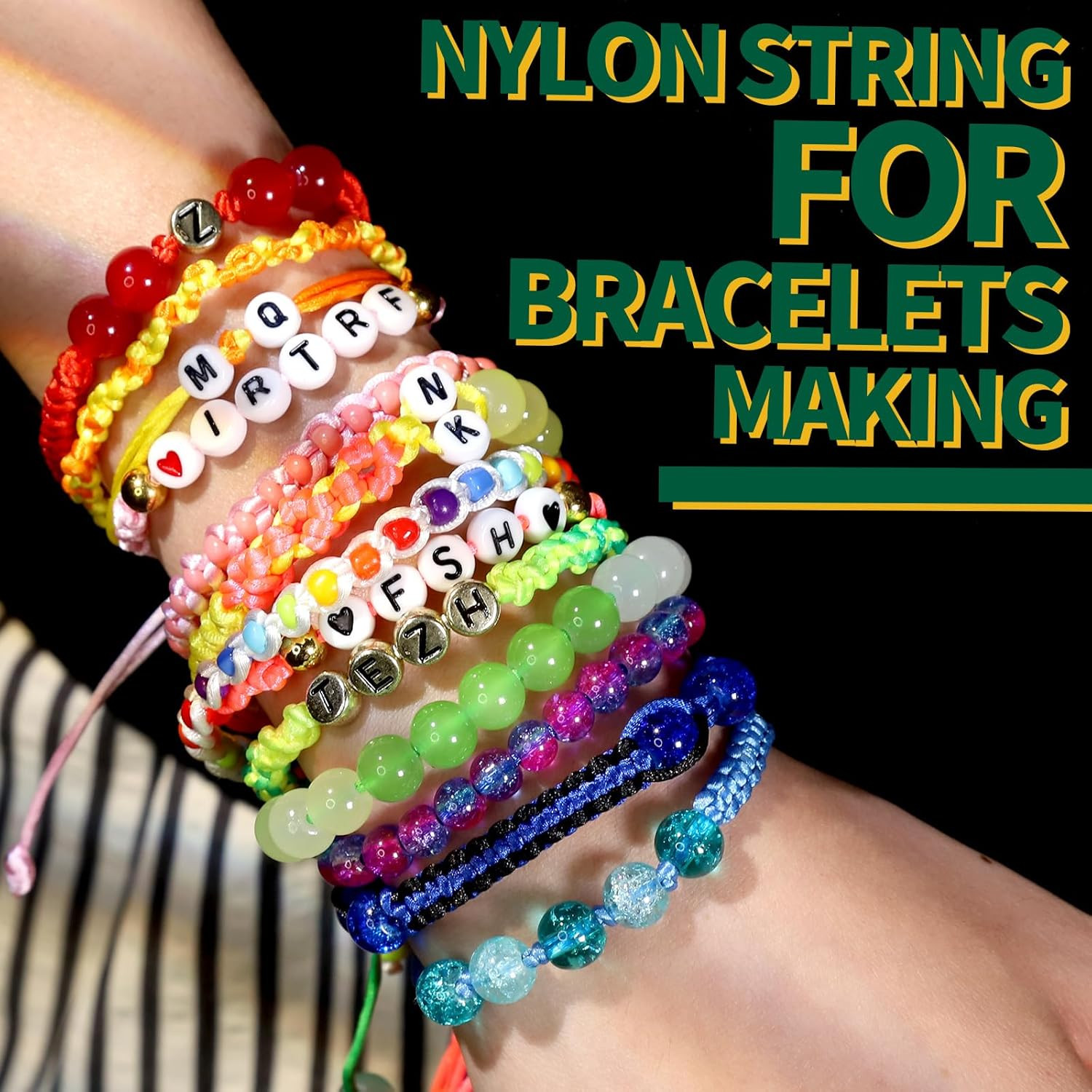 FDNDAMEI 12 Colors Nylon String for Bracelets, Waxed String for Bracelet