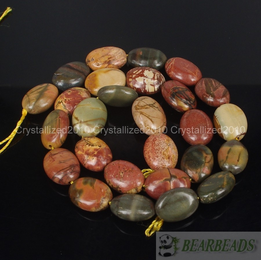 Natural Picasso Jasper Gemstone Oval 11mm x 15mm Crafts Spacer Loose Beads 15″