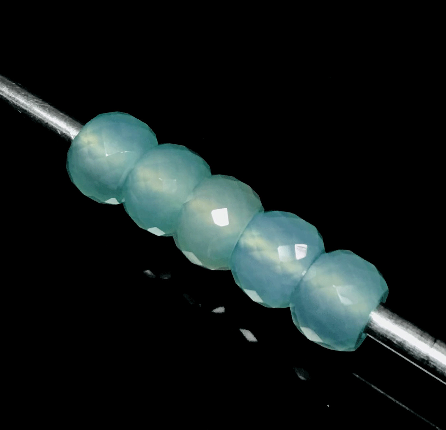 5 Pcs. Transparent Blue Chalcedony Gemstone 12x8mm Beads With 5mm Big Hole Beads