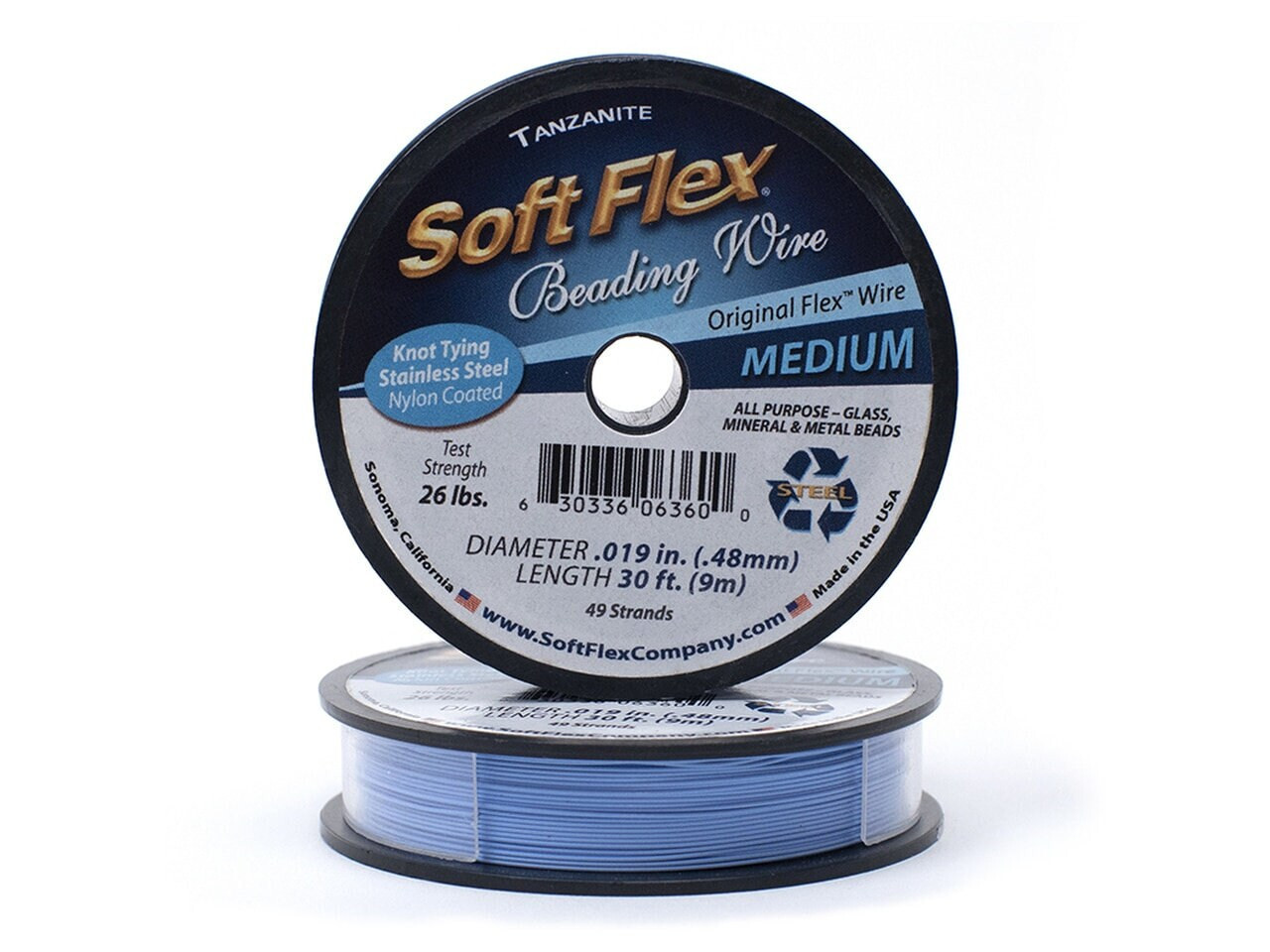 0.019in/0.48mm Tanzanite Soft Flex Medium Beading Wire 10/30/100ft