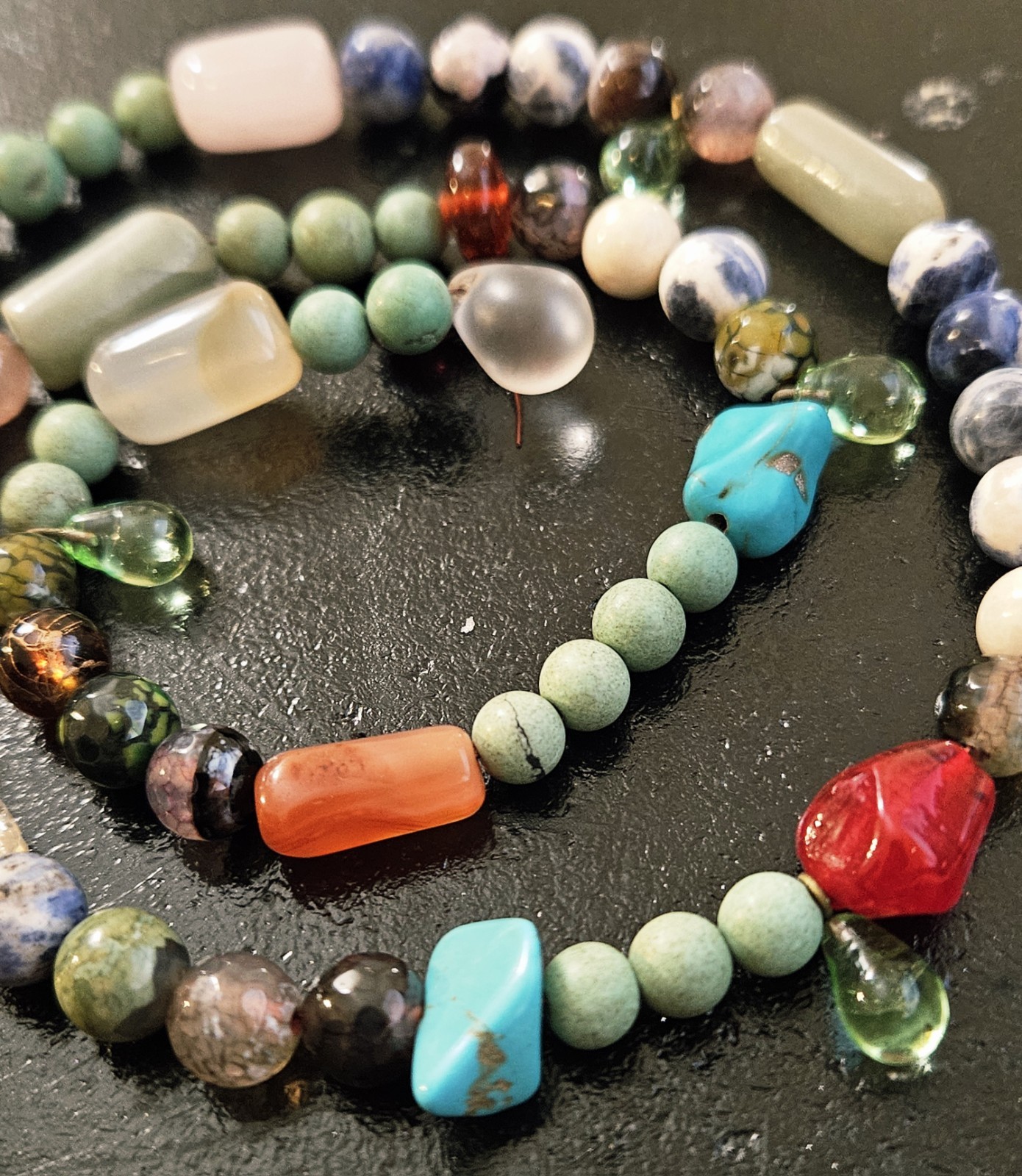 String Of Misc Vintage Gemstone Beads