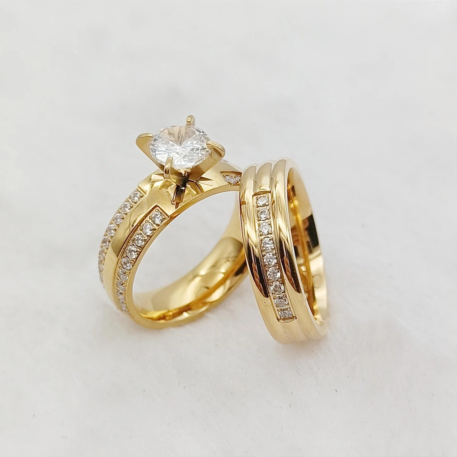 24k Gold Filled 925 Sterling Silver Jewelry Moissanite Diamond Wedding Rings