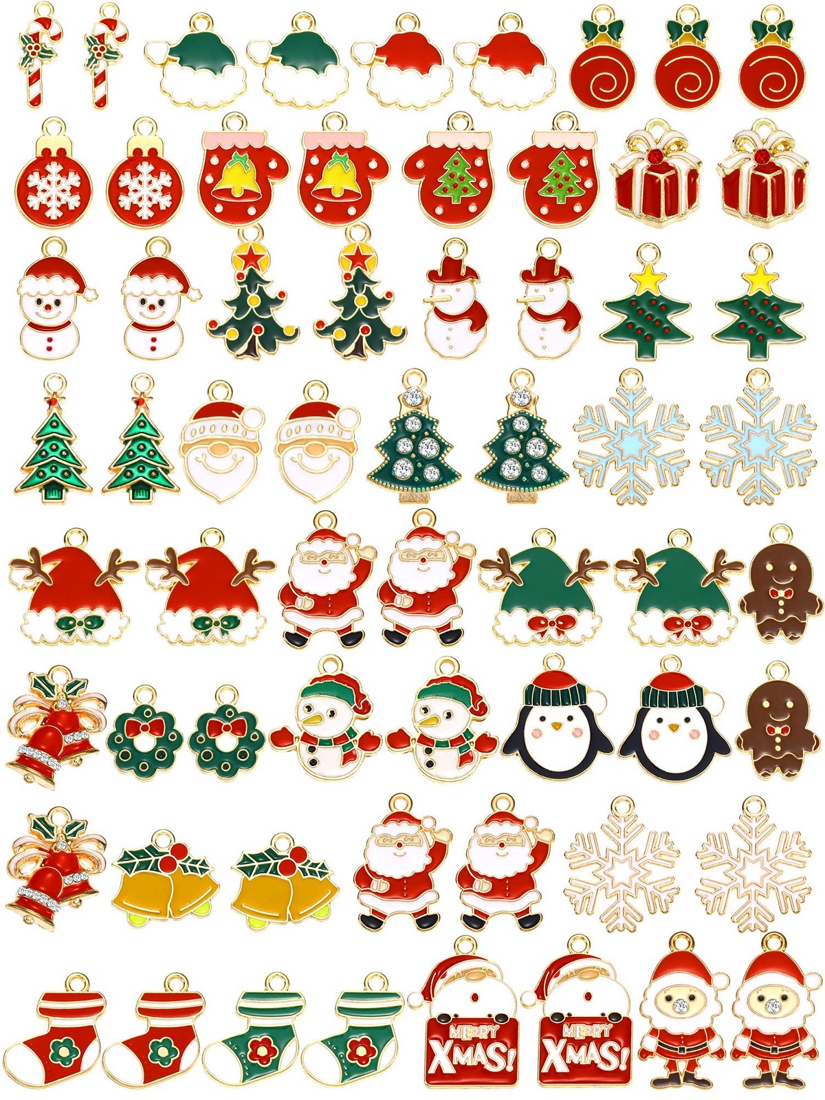 Bonuci 61 Pieces Christmas Pendant Assorted Charms as shown in the picture