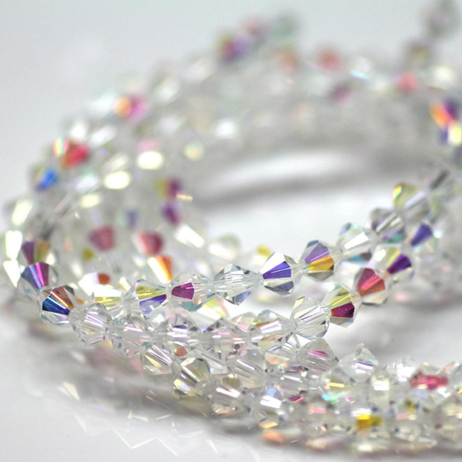 1100PCS 4Mm Bicone Crystal Glass Beads for Jewelry Making, Sparkling Mini Beads