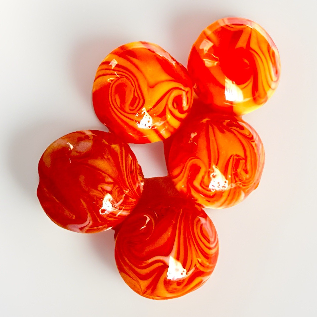 16mm Art Glass Lampwork Orange Swirl Beads Coin Qty:5