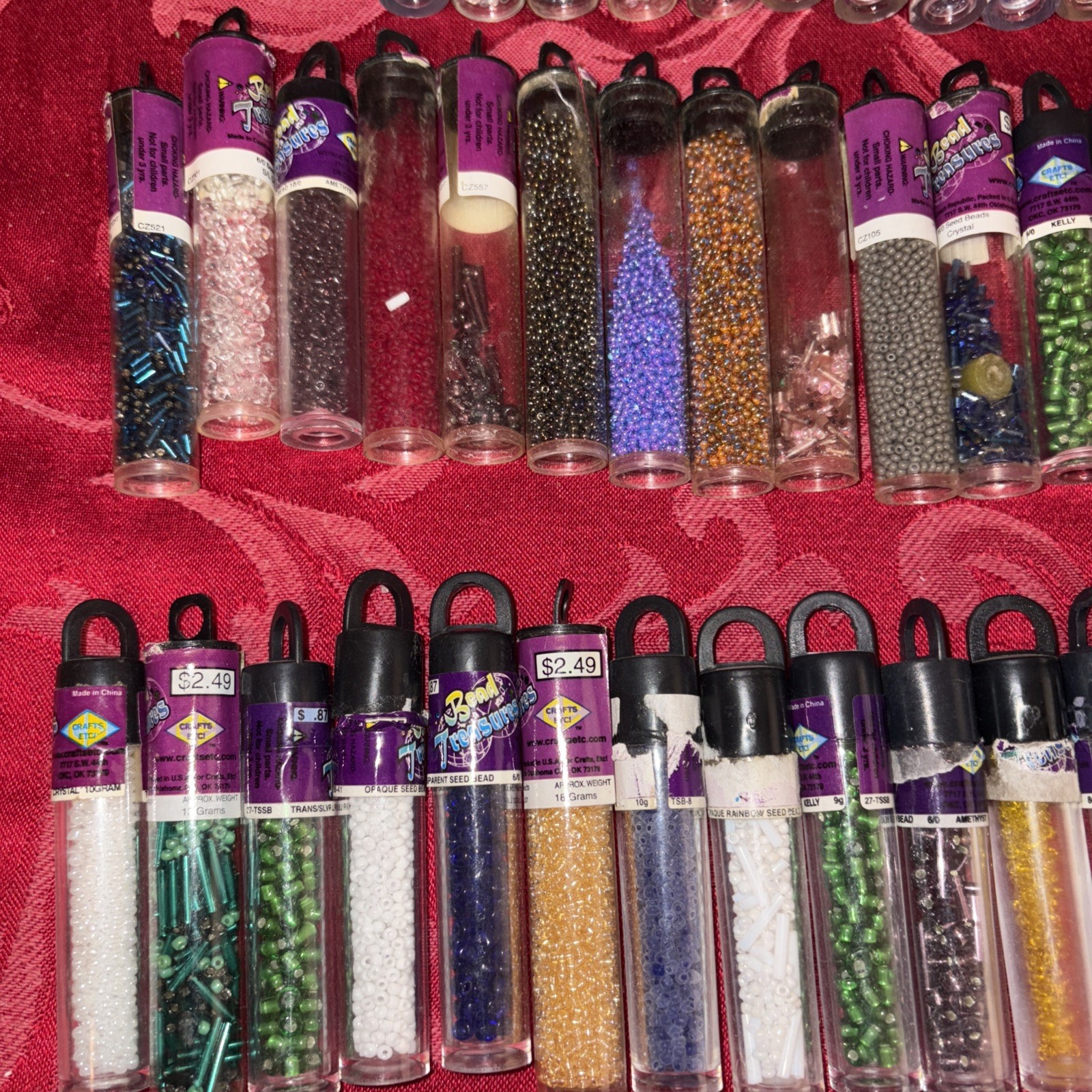 Large Lot of Glass Seed Beads 70+ Tubes Multicolor Czech Taiwan China Misc