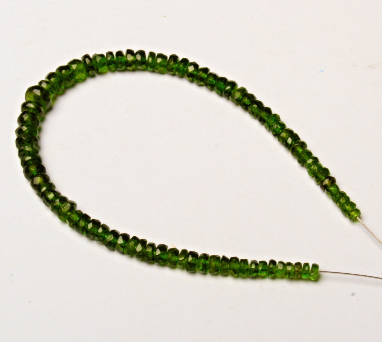 Natural Chrome Diopside Gemstone 3 to 5 mm Size Faceted Rondelle Shape Beads 6″