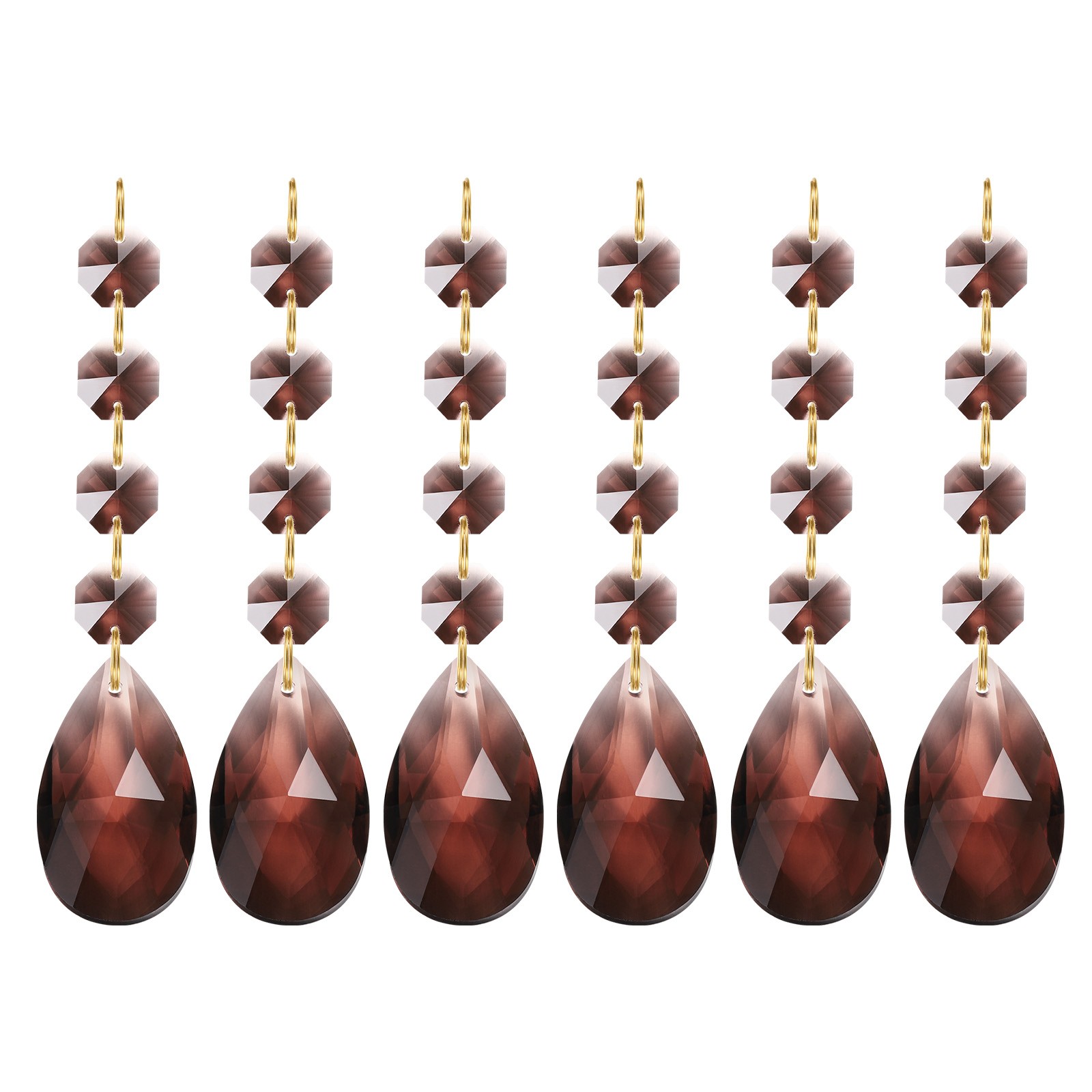 Teardrop Crystal Chandelier, 6 Pack 120mm Length Prisms Part Dark Brown