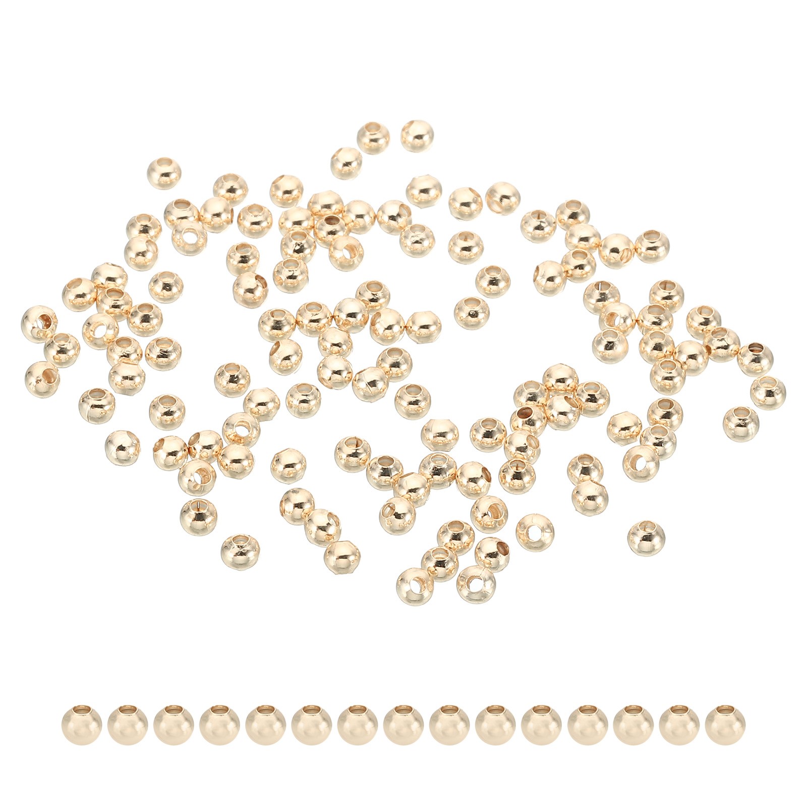 100Pack 3mm Gold Filled Spacer Beads for Jewelry Making Champagne