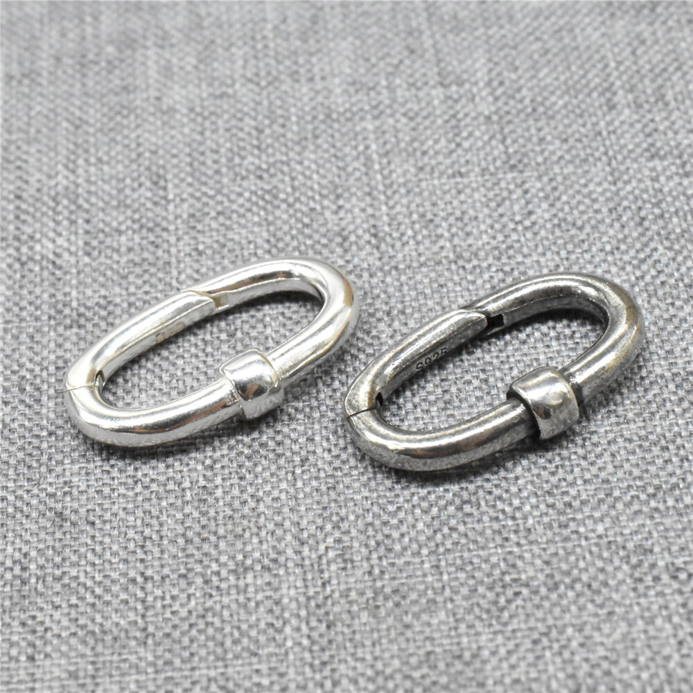 925 Sterling Silver Oval Lobster Clasp Connector for Bracelet Necklace