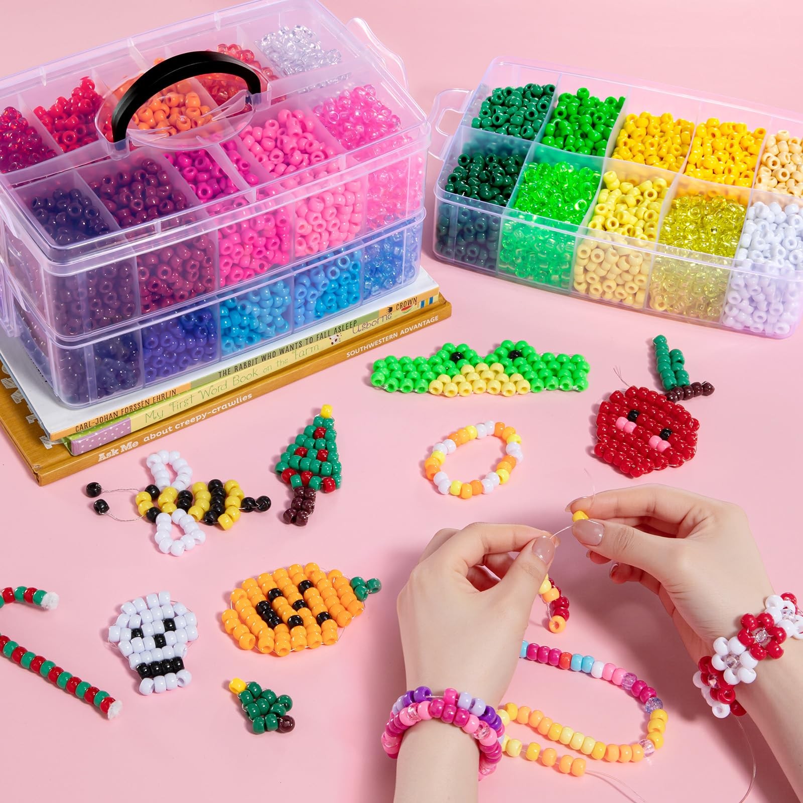 Simetufy 10000Pcs Pony Beads Bulk, 30 Colors 6mm x 9mm, 30 colors 10000pcs