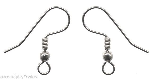 50 Hypo-Allergenic Stainless Steel French Hooks EarWires EARRINGS w/ Bead Coil