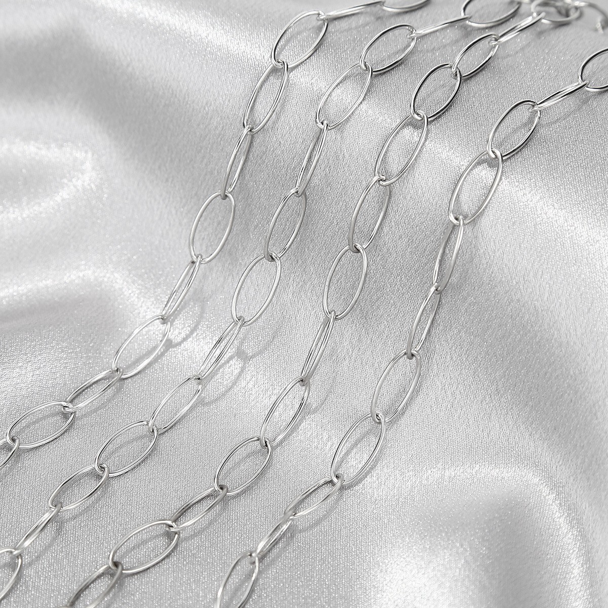 1meter silver stainless steel large oval link chain findings 7x15mm