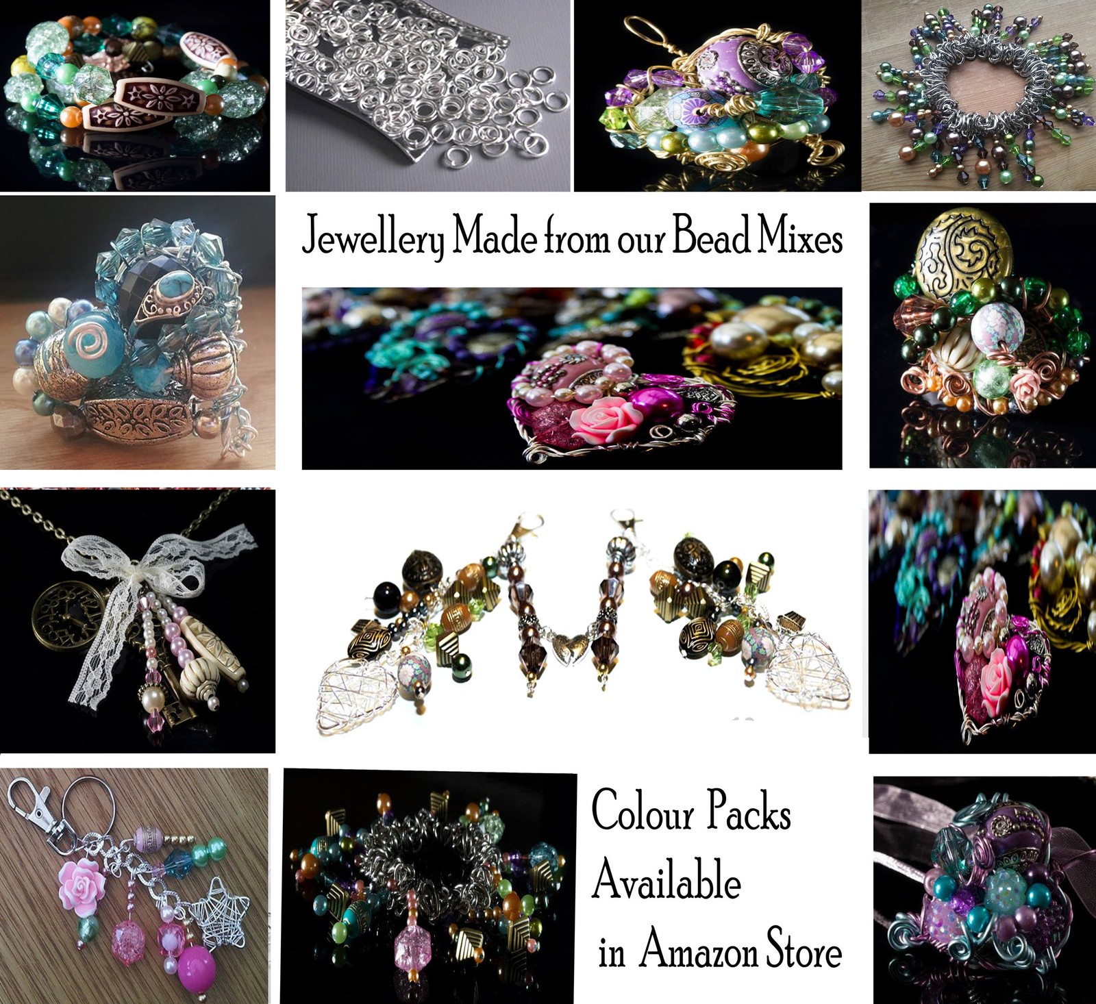 Approx X 1500 Jewellery Making Beads Mix Starter Kit for Beginners in 3 Packs…