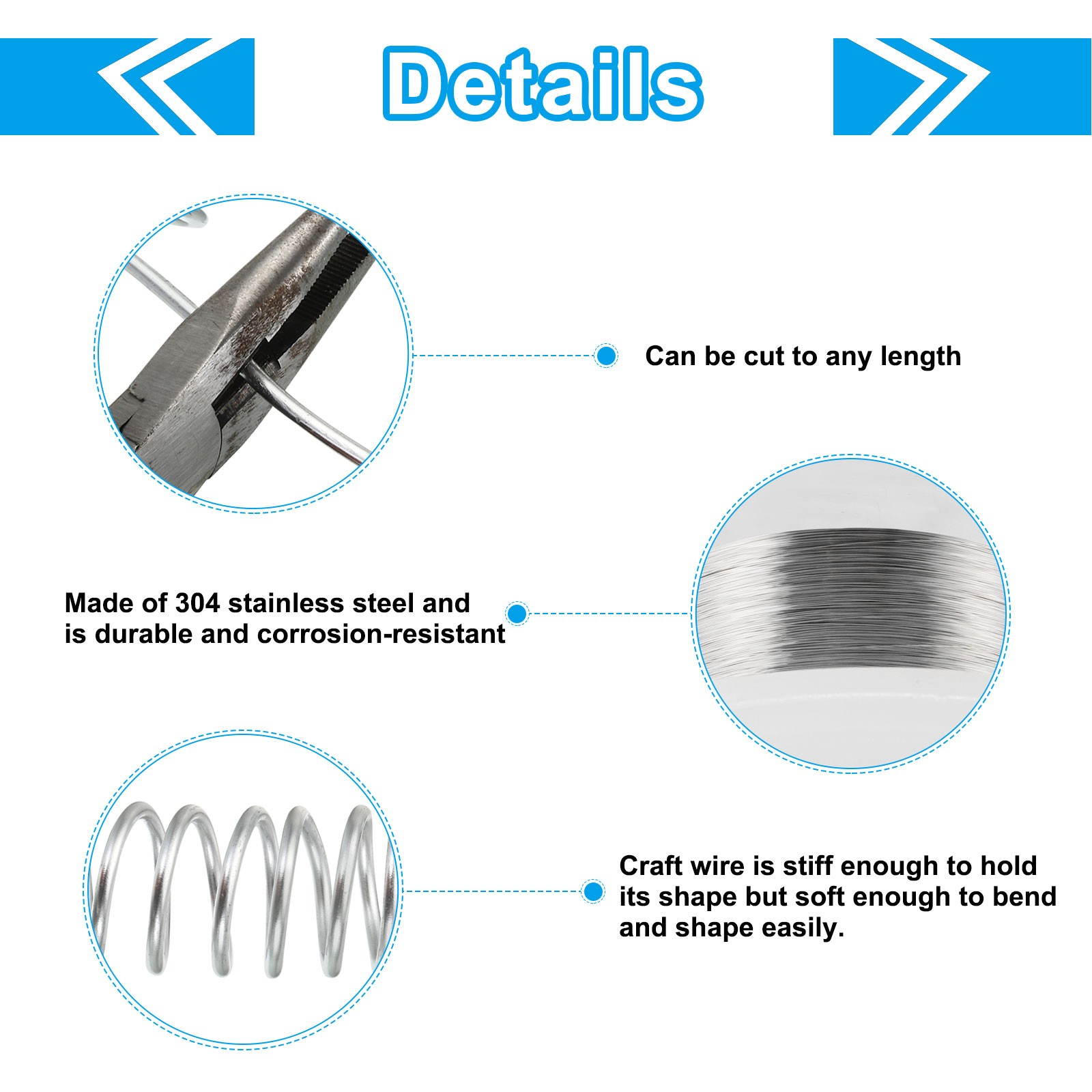 304 Stainless Steel Wire 328 Ft 0.1mm 38 Gauge Soft Craft Wire Silver