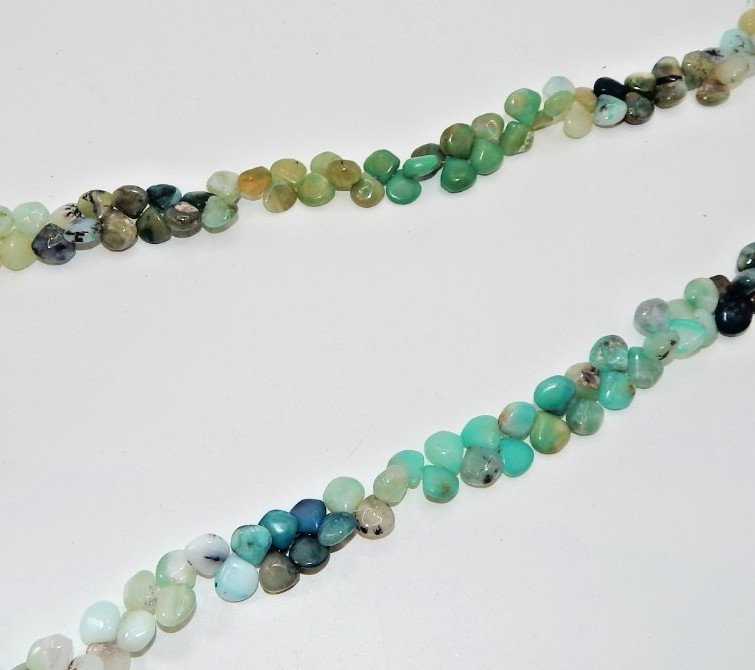 Peruvian opal 9mm x 9mm top-drilled teardrop beads(10 in strand)