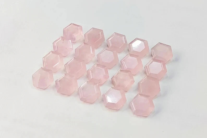 Wholesale Natural Rose Quartz Faceted Hexagon shape Loose Gemstone Lot Jewellery