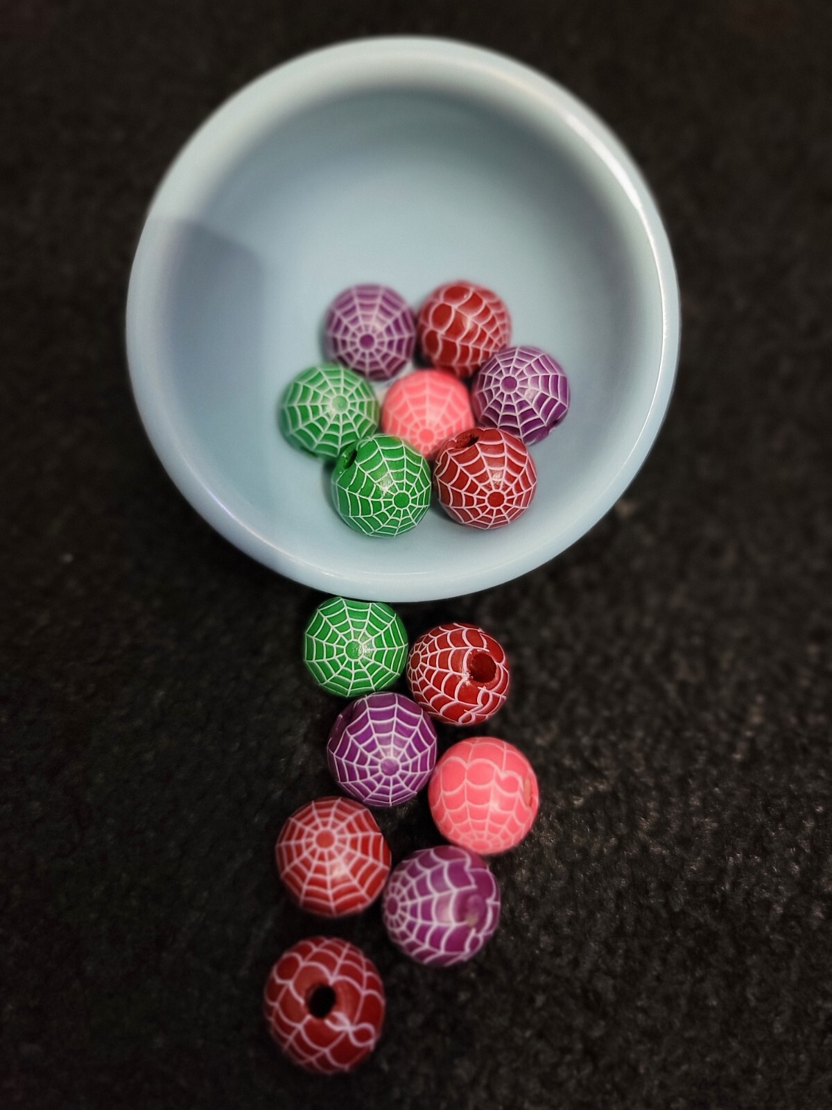 20 pieces 16 mm assorted color halloween Spider Web Wooden Round Beads
