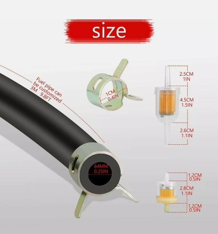 9.85-Foot Length Stretchy 1/4 Inch ID Fuel Line+20pcs 2/5″ ID Hose Clamps