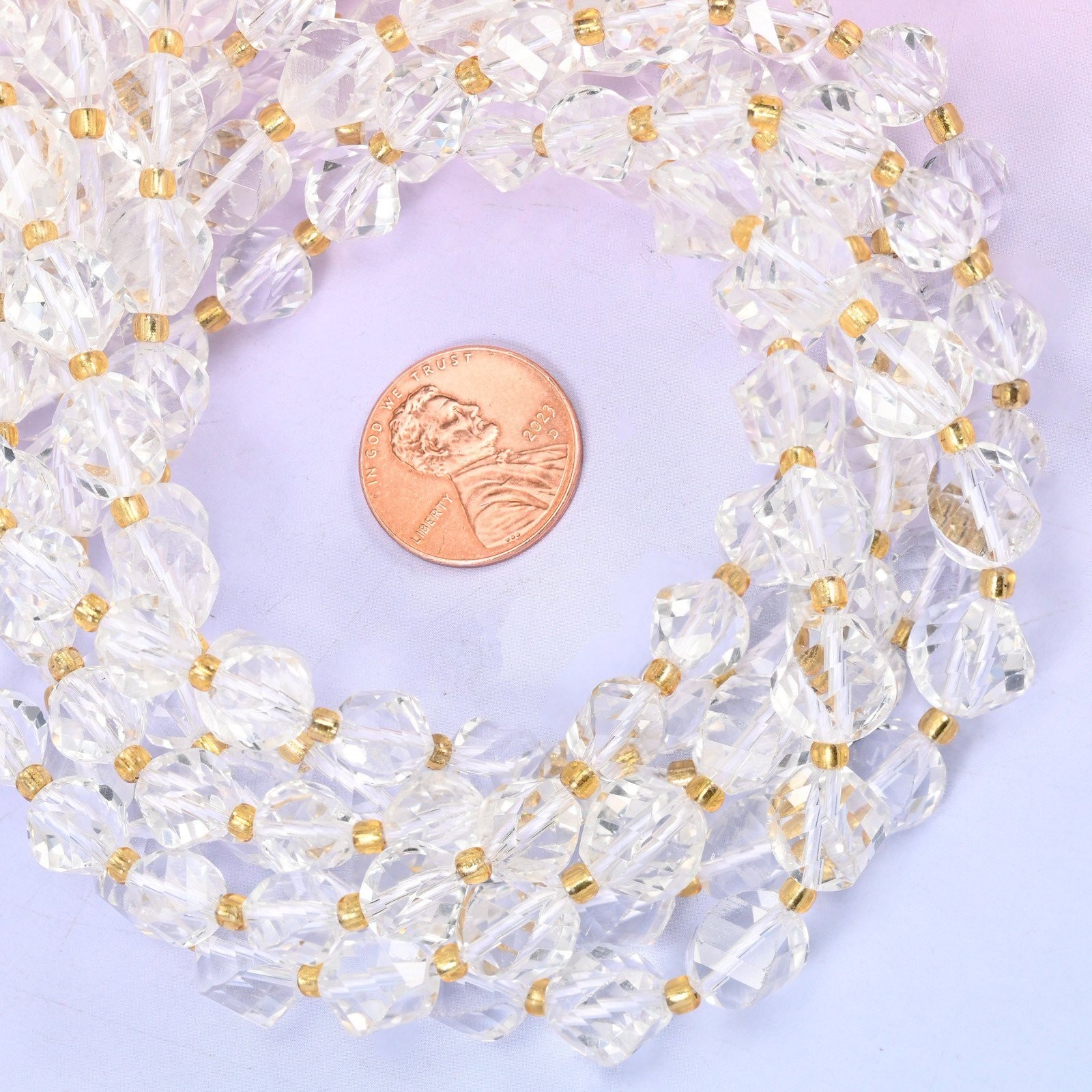Clear Quartz Faceted Spiral Twist Beads: Size 8mm 10mm, Jewelry Making