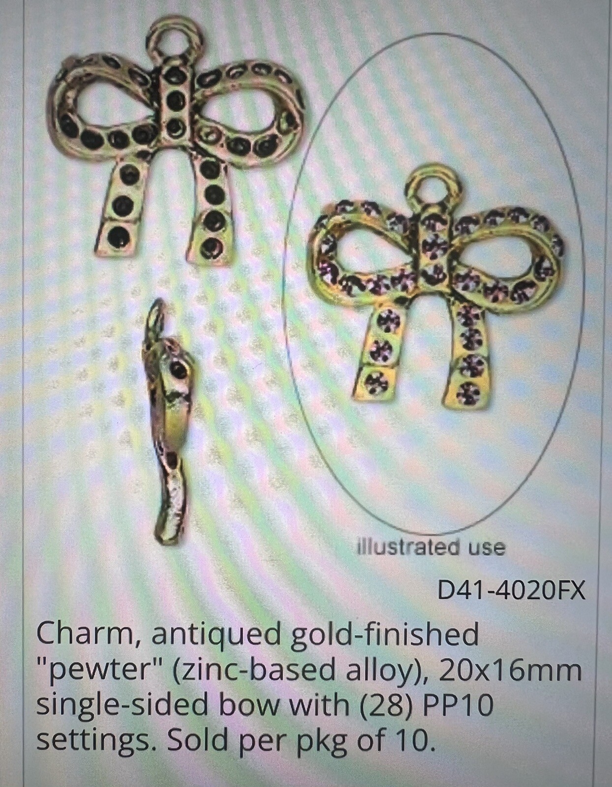 Fire Mountain Gems Discontinued Craft Gold Tone Bow Charms Lot of 50 (709)