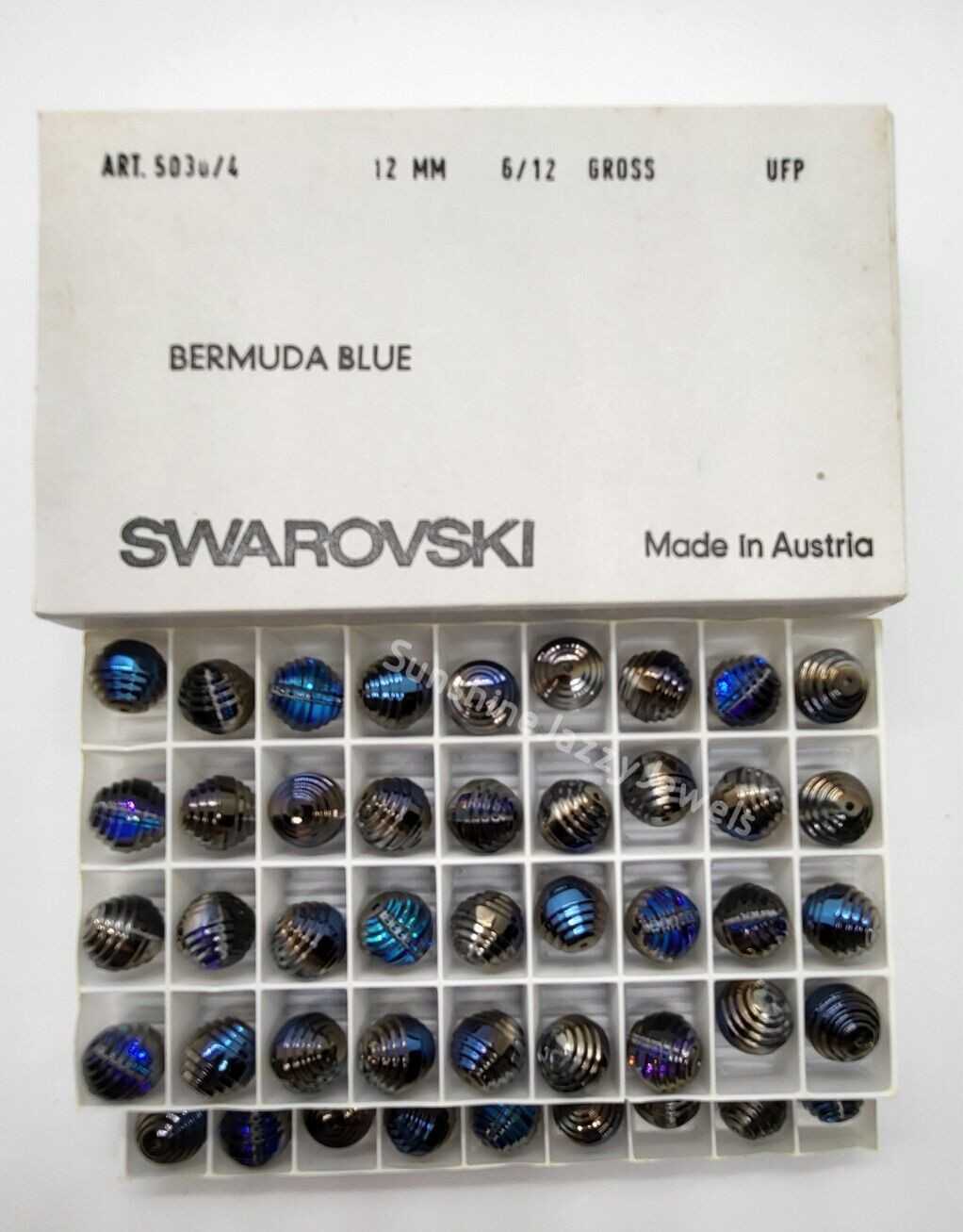 Factory Pack Swarovski Crystal Bermuda Blue 12mm Art Deco Round 5030/4 Bead