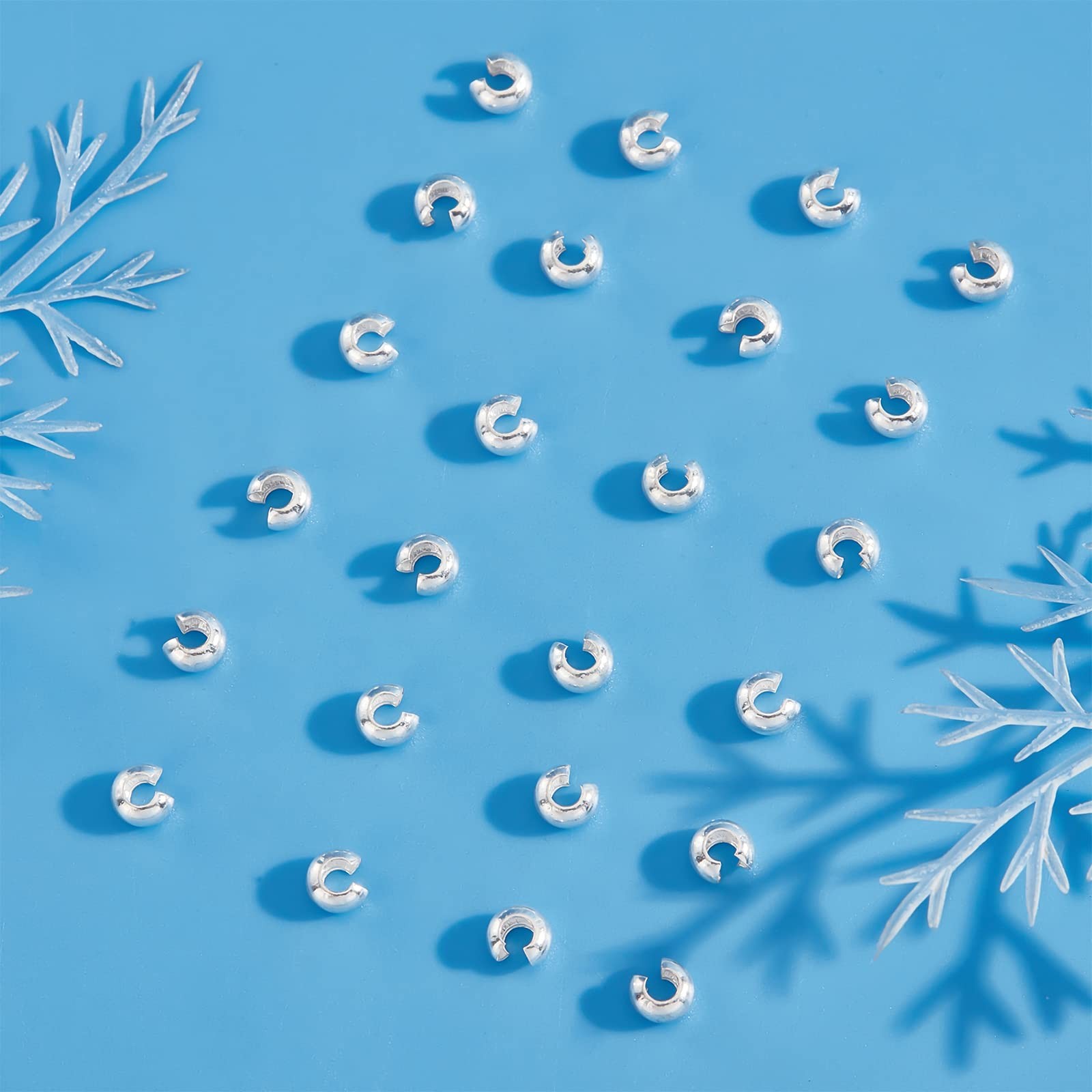 Beebeecraft 30Pcs 925 Sterling Silver Crimp Bead Covers Knot Connectors 4-5mm