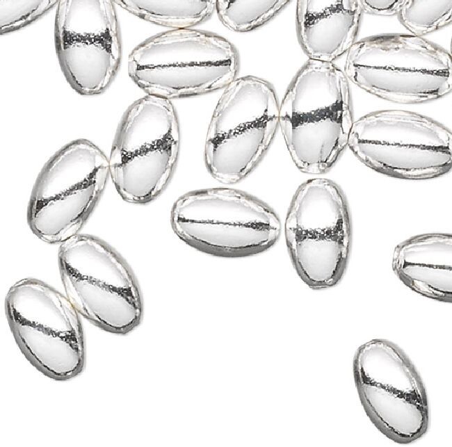 100 Silver Plated Brass 5x3mm OVAL Smooth Spacer Beads with 0.8-1mm Hole