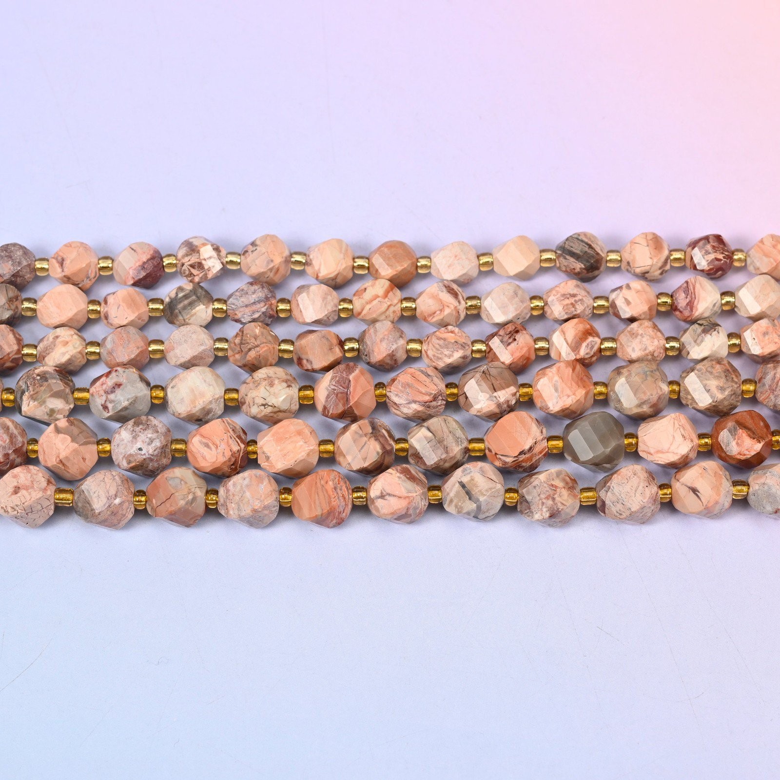 Red Howlite Faceted Spiral Twist Beads: Size 8mm 10mm, Jewelry Making