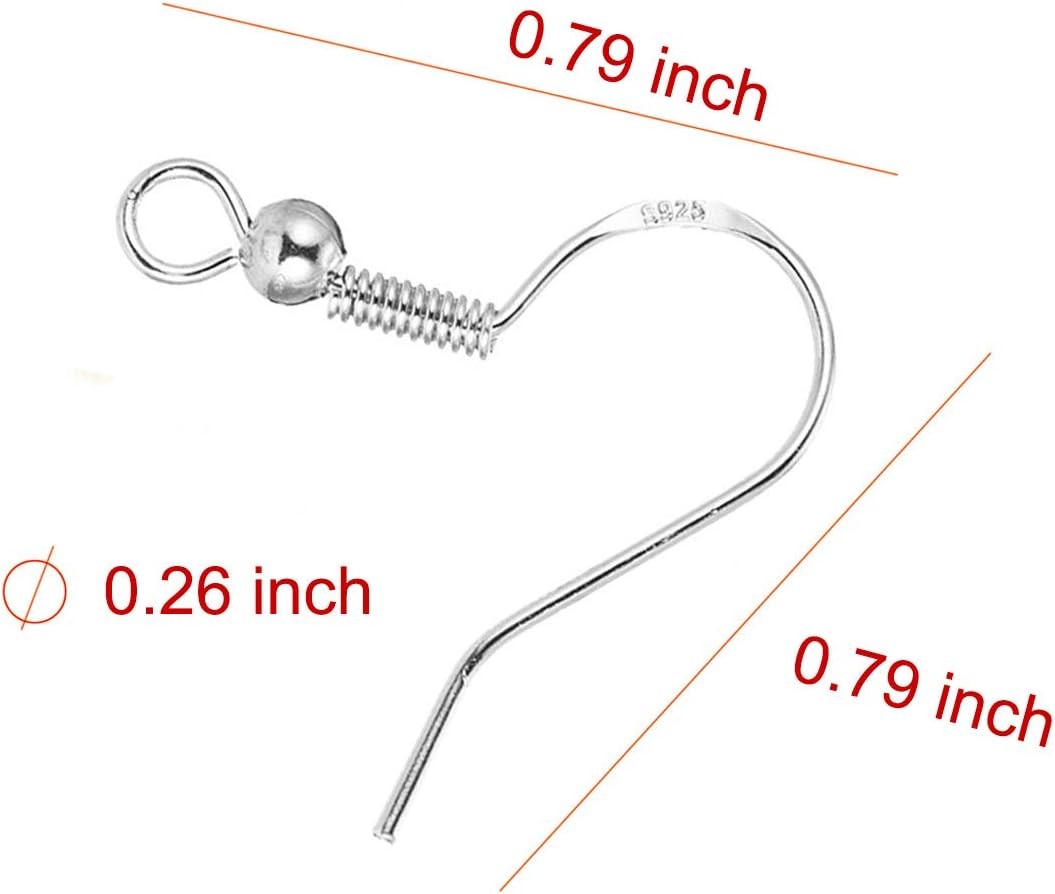 100 PCS / 50 Pairs 925 Sterling Silver Earring Hooks,Hook Ear Wires with 100 PCS