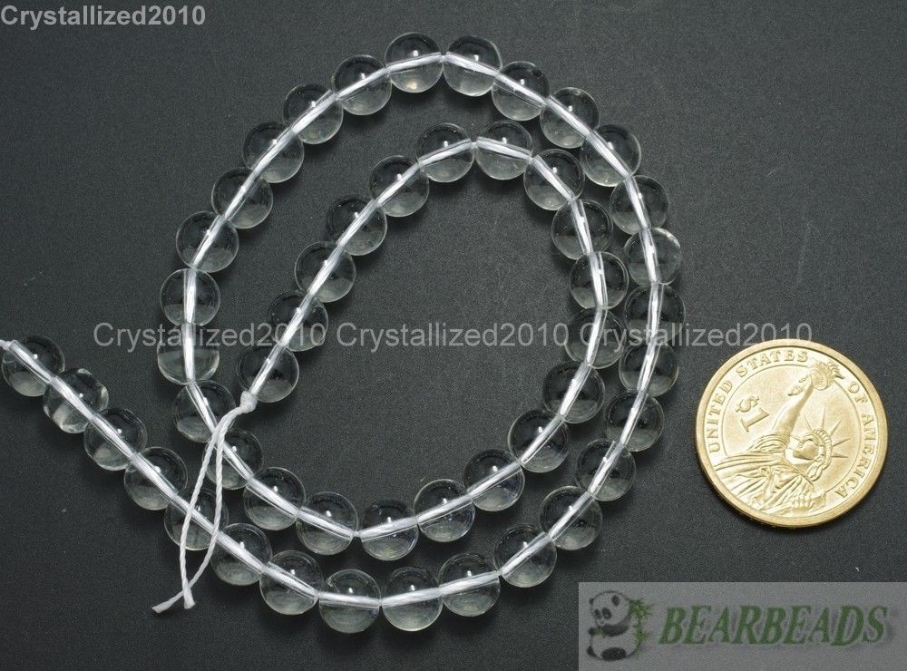 100pcs Clear Glass Crystal Quartz Gemstones Smooth Round Ball Spacer Beads Pick