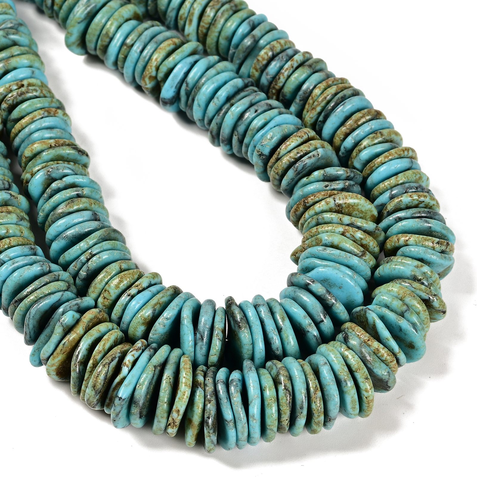Blue Magnesite Turquoise Graduated Slice Discs Beads Size 10-17mm 15.5” Strand