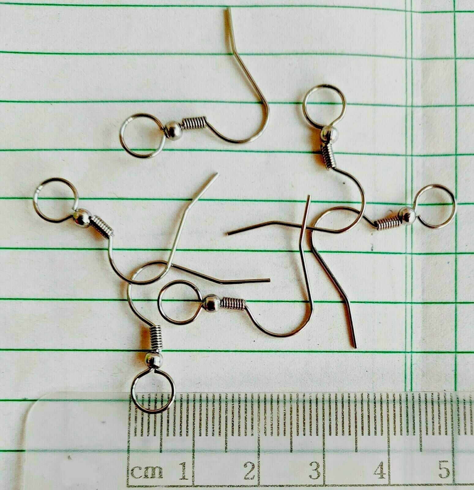 Stainless Steel Ear Wires ~ French Hooks with Ball + Coil ~Large 7mm end Loop