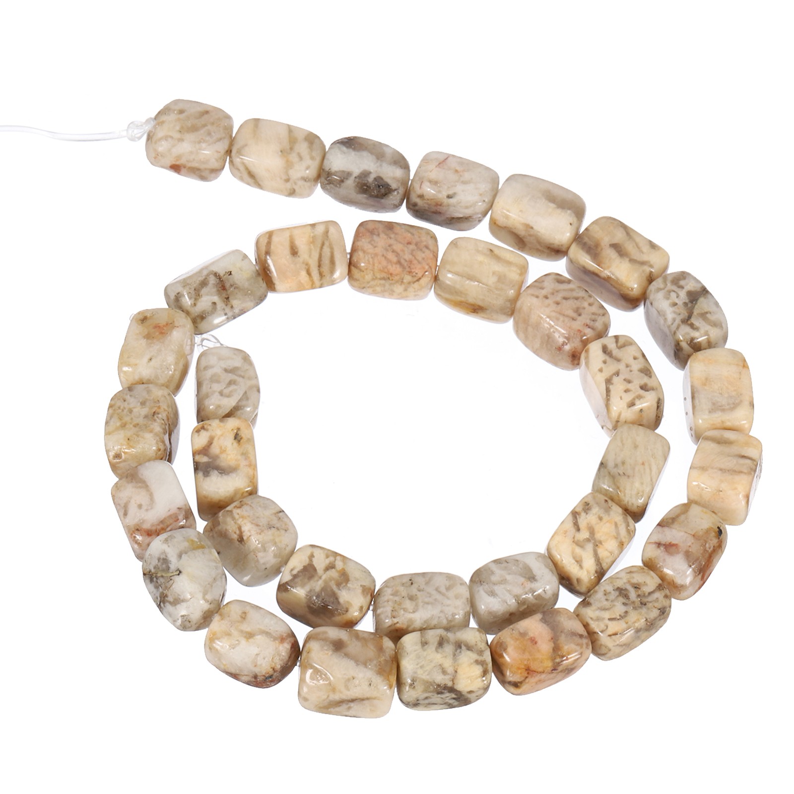 Natural Stone Gemstone Beads 15″ 12x8mm Cuboid Spacer Bead, Khaki