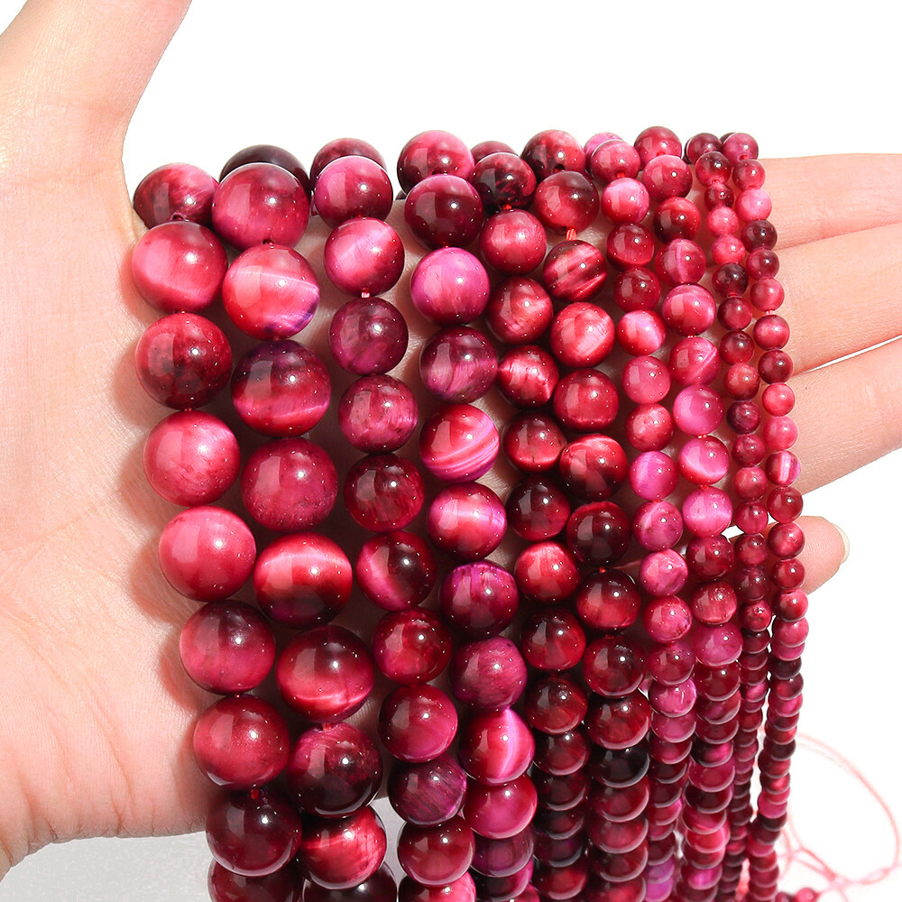 4-12mm Natural Gemstone Rose Tiger’s Eye Round Spacer Beads for Jewelry Making