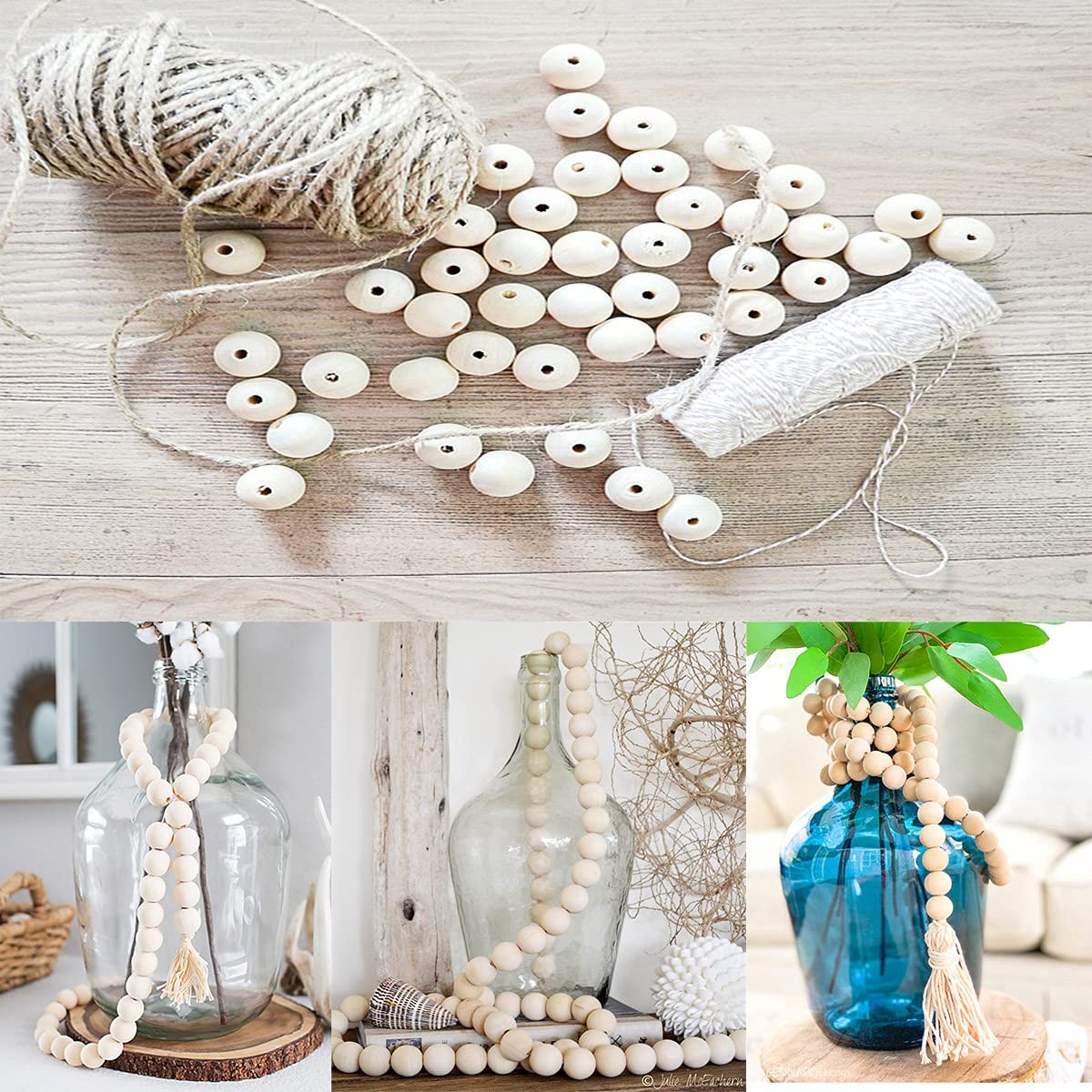 16mm Wooden Beads for Craft,100 Pcs Round Natural Unfinished Wood Beads for D…