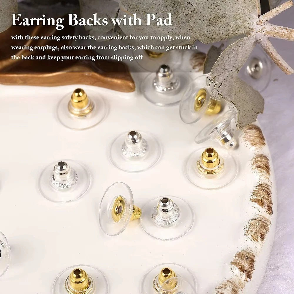 100× Earring Backs Bullet Clutch Lifters for Droopy Ears Studs Silver Gold Set