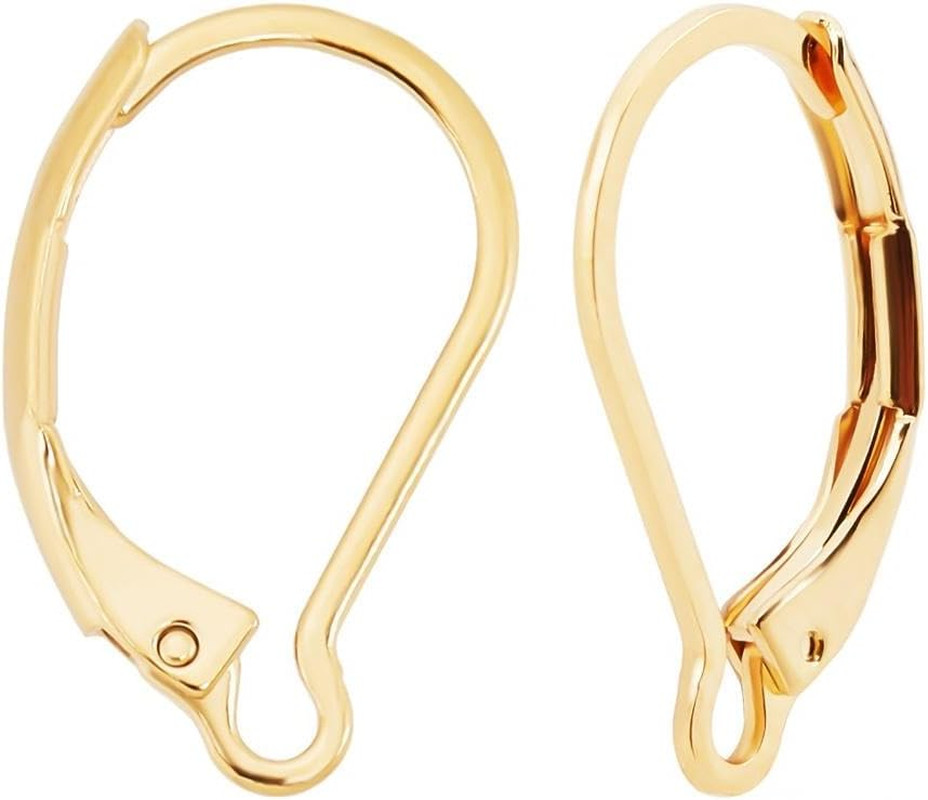 Leverback Earring Findings 24K Gold Plated Hooks With Jump Rings For DIY Jewelry